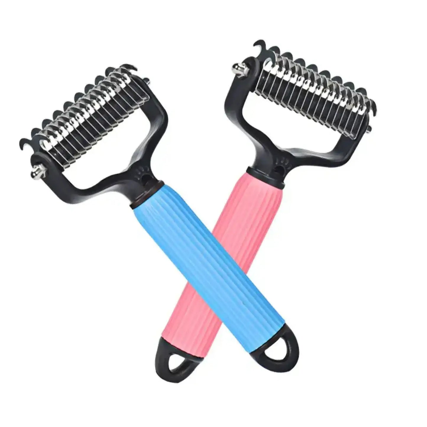 Professional Pet Grooming Tool - Universal Detangling Comb for Dogs with Stainless Steel Double-Sided Design for Effective Shedding Removal and Matted Hair Taming, Ideal for Daily Coat Maintenance.
