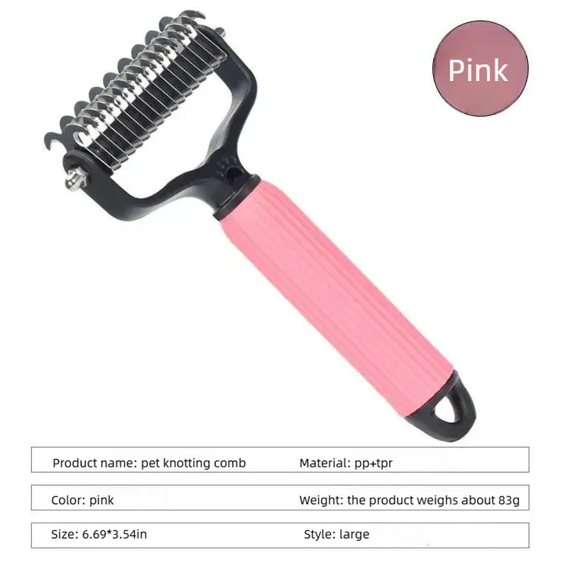 Professional Pet Grooming Tool - Universal Detangling Comb for Dogs with Stainless Steel Double-Sided Design for Effective Shedding Removal and Matted Hair Taming, Ideal for Daily Coat Maintenance.