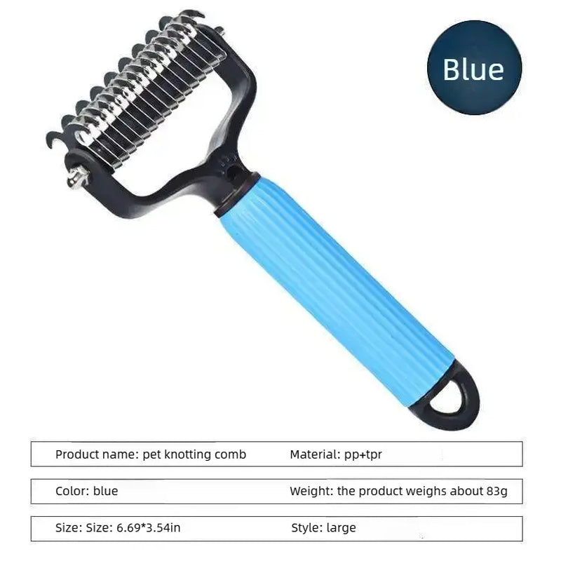 Professional Pet Grooming Tool - Universal Detangling Comb for Dogs with Stainless Steel Double-Sided Design for Effective Shedding Removal and Matted Hair Taming, Ideal for Daily Coat Maintenance.