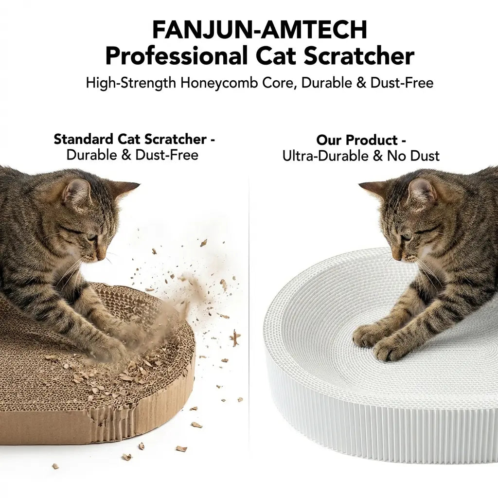 FANJUN-AMTECH 2-In-1 Cartoon Cat Scratcher Bed,Play & Rest Design, No Paper Scraps, Wear-Resistant, Anti-Overturning, High-Hardness Plant Fiber Corrugated Paper, Plastic-Free, Safe Eco-Friendly Cool Cat Supply,Summerwins Tiktokshopsummersale, Classic