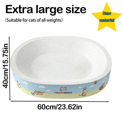 FANJUN-AMTECH 2-In-1 Cartoon Cat Scratcher Bed,Play & Rest Design, No Paper Scraps, Wear-Resistant, Anti-Overturning, High-Hardness Plant Fiber Corrugated Paper, Plastic-Free, Safe Eco-Friendly Cool Cat Supply,Summerwins Tiktokshopsummersale, Classic