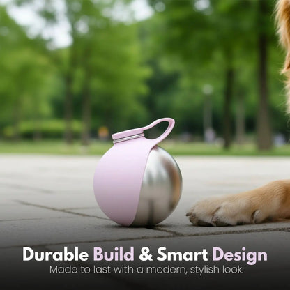 Portable Dog Water Ball, Foldable Pet Water Bottle – Portable, Leak-Proof & Perfect for Travel, 304 Stainless Steel Large-Capacity (287Ml) Cup with Foldable Silicone Bowl