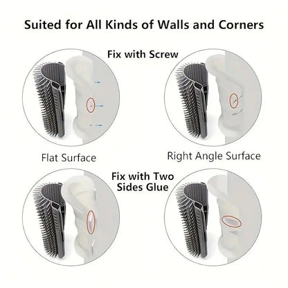 Cat Corner Brush, 1 Count Soft Massage Self Grooming Brush for Cats, Interactive Home Entertainment Tool for Cats and Dogs