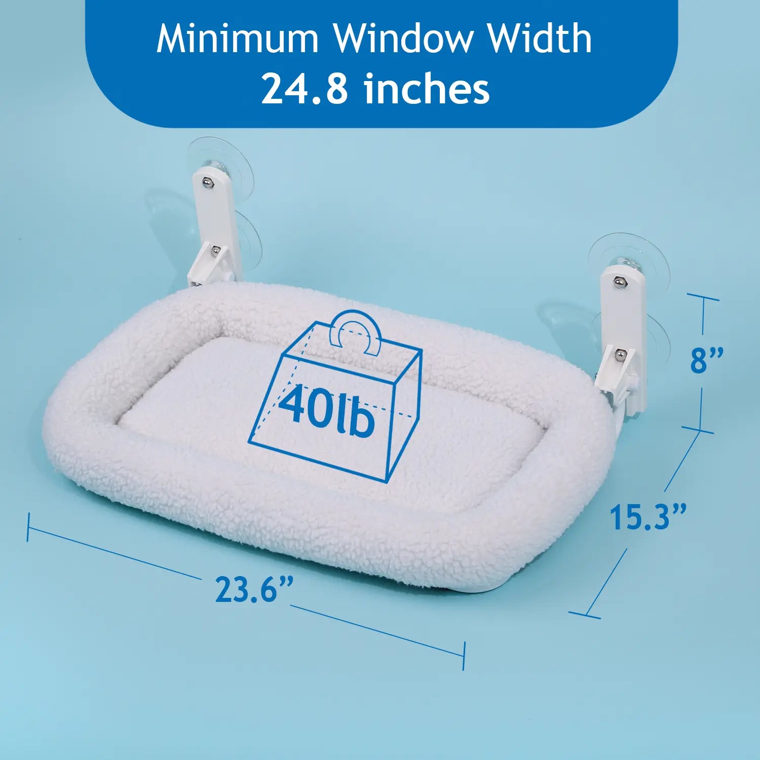 Zakkart Cordless Folding Cat Hammock for Window - Machine Washable Bed with Robust Metal Frame and Strong Suction Cups - Ideal Perch for Cats and Small Dogs - White