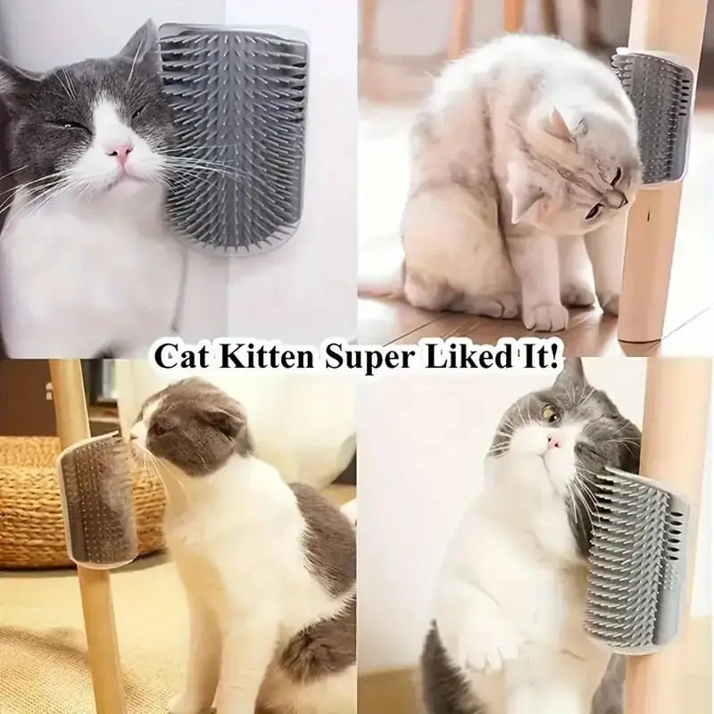 Cat Corner Brush, 1 Count Soft Massage Self Grooming Brush for Cats, Interactive Home Entertainment Tool for Cats and Dogs