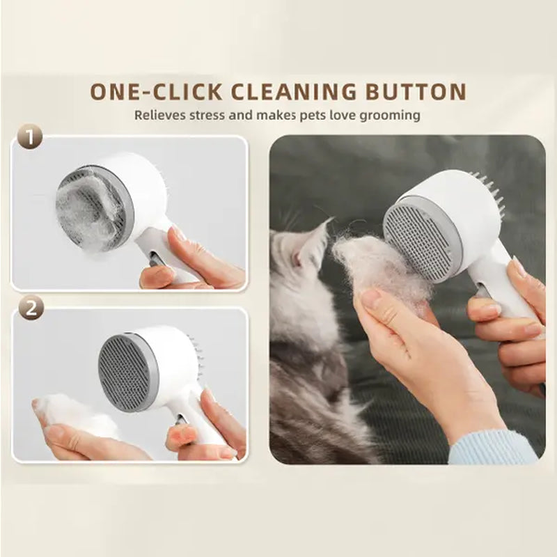 Fresh Fur Shower Brush,2 in 1 Pet Steam Brush,Spray Hair Removal Comb for Cats ＆ Dogs - Deshedding＆ Grooming