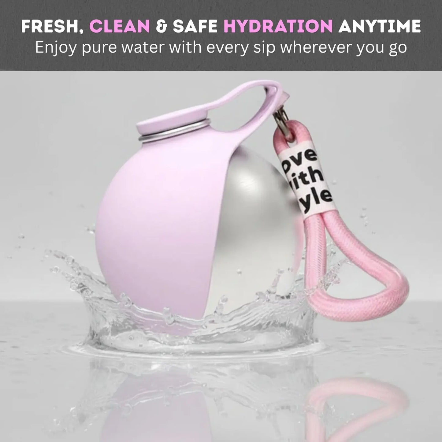 Portable Dog Water Ball, Foldable Pet Water Bottle – Portable, Leak-Proof & Perfect for Travel, 304 Stainless Steel Large-Capacity (287Ml) Cup with Foldable Silicone Bowl