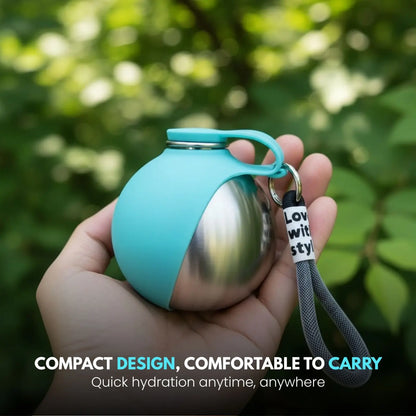 Portable Dog Water Ball, Foldable Pet Water Bottle – Portable, Leak-Proof & Perfect for Travel, 304 Stainless Steel Large-Capacity (287Ml) Cup with Foldable Silicone Bowl