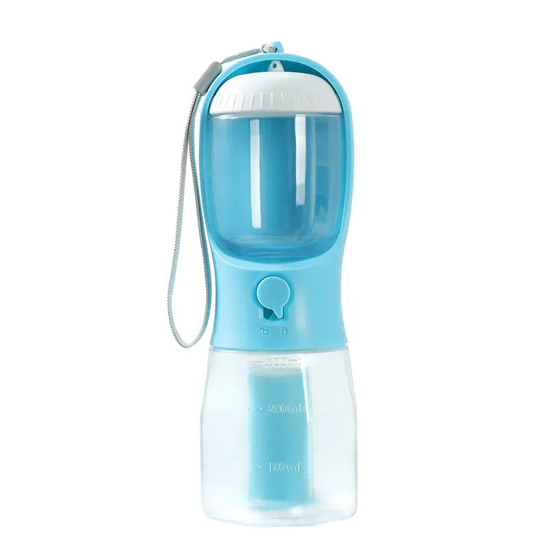 Portable Water Bottle for Dogs, 3 in 1 Pet Travel Bowl Dispenser with Food Treat Container & Poop Bag Holder, Summer Outdoor Walking Hiking Accessories for Large Dog on the Go -10Oz