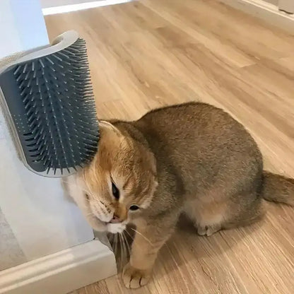 Cat Corner Brush, 1 Count Soft Massage Self Grooming Brush for Cats, Interactive Home Entertainment Tool for Cats and Dogs