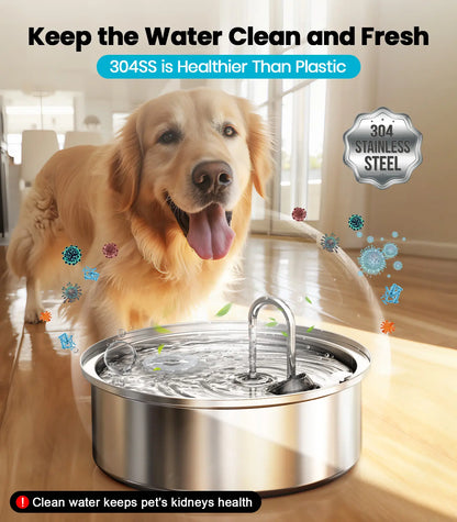 Oneisall Stainless Steel Dog Water Fountain for Large Breeds, 6L Capacity, Ultra-Quiet Operation, Includes 3 Filters, Ideal for Multi-Pet Homes