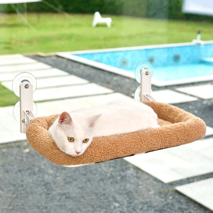 Zakkart Cordless Folding Cat Hammock for Window - Machine Washable Bed with Robust Metal Frame and Strong Suction Cups - Ideal Perch for Cats and Small Dogs - White