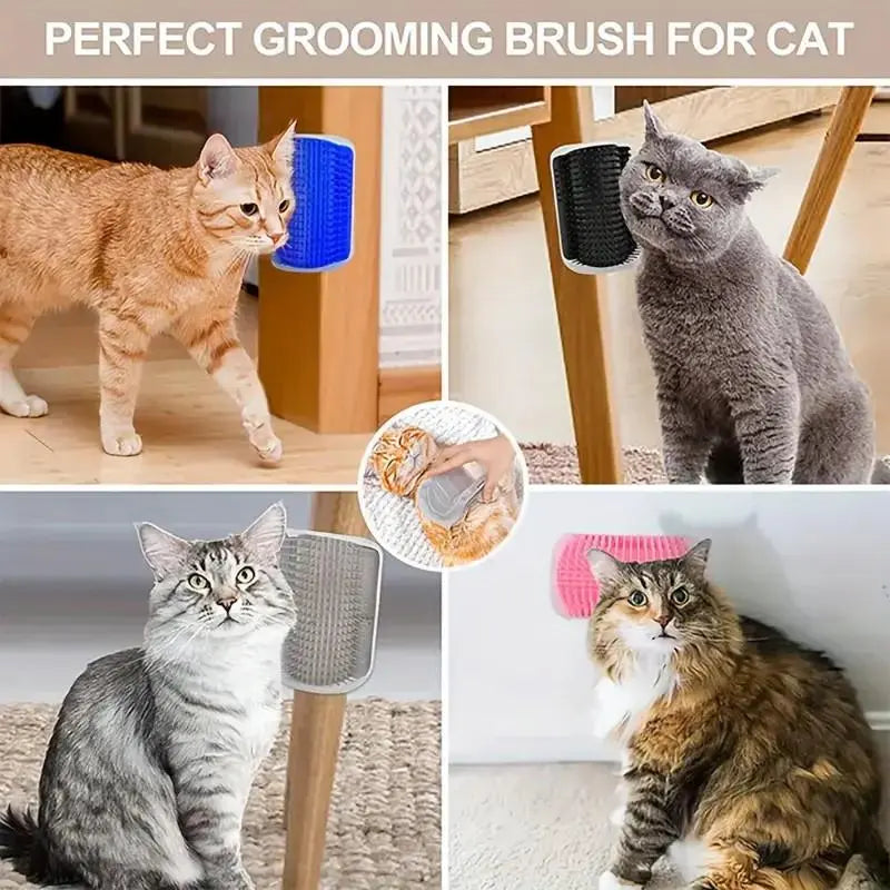 Cat Corner Brush, 1 Count Soft Massage Self Grooming Brush for Cats, Interactive Home Entertainment Tool for Cats and Dogs