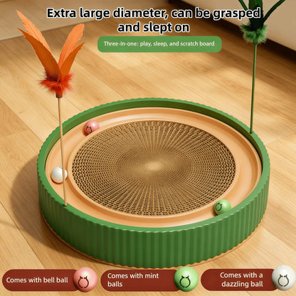 Corrugated Cardboard Cat Scratch Pad & Bed Combo - Corrugated Paper Scratching Pads with Replaceable Core, Non-Shedding, Claw Care Support, Pet Entertainment, Easy Daily Use