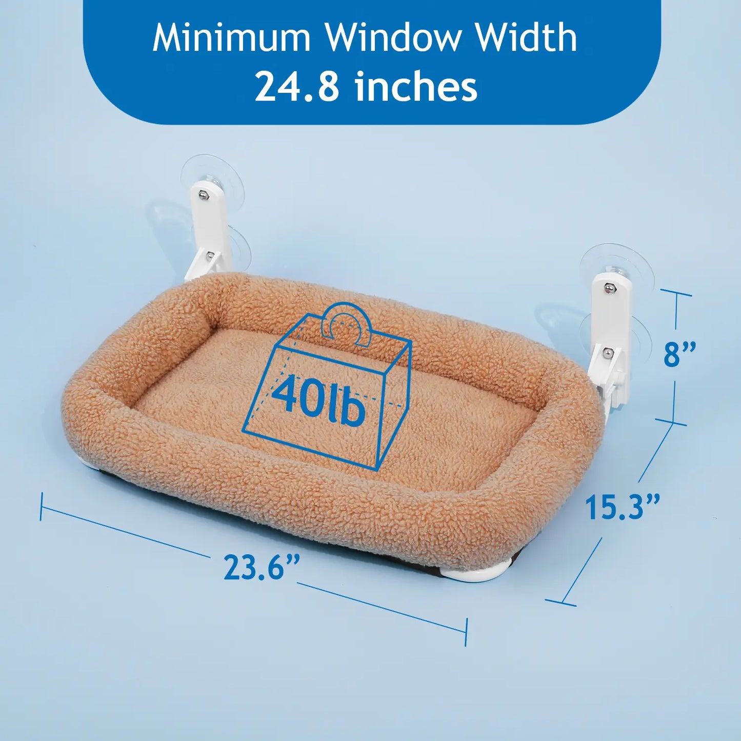 Zakkart Cordless Folding Cat Hammock for Window - Machine Washable Bed with Robust Metal Frame and Strong Suction Cups - Ideal Perch for Cats and Small Dogs - White