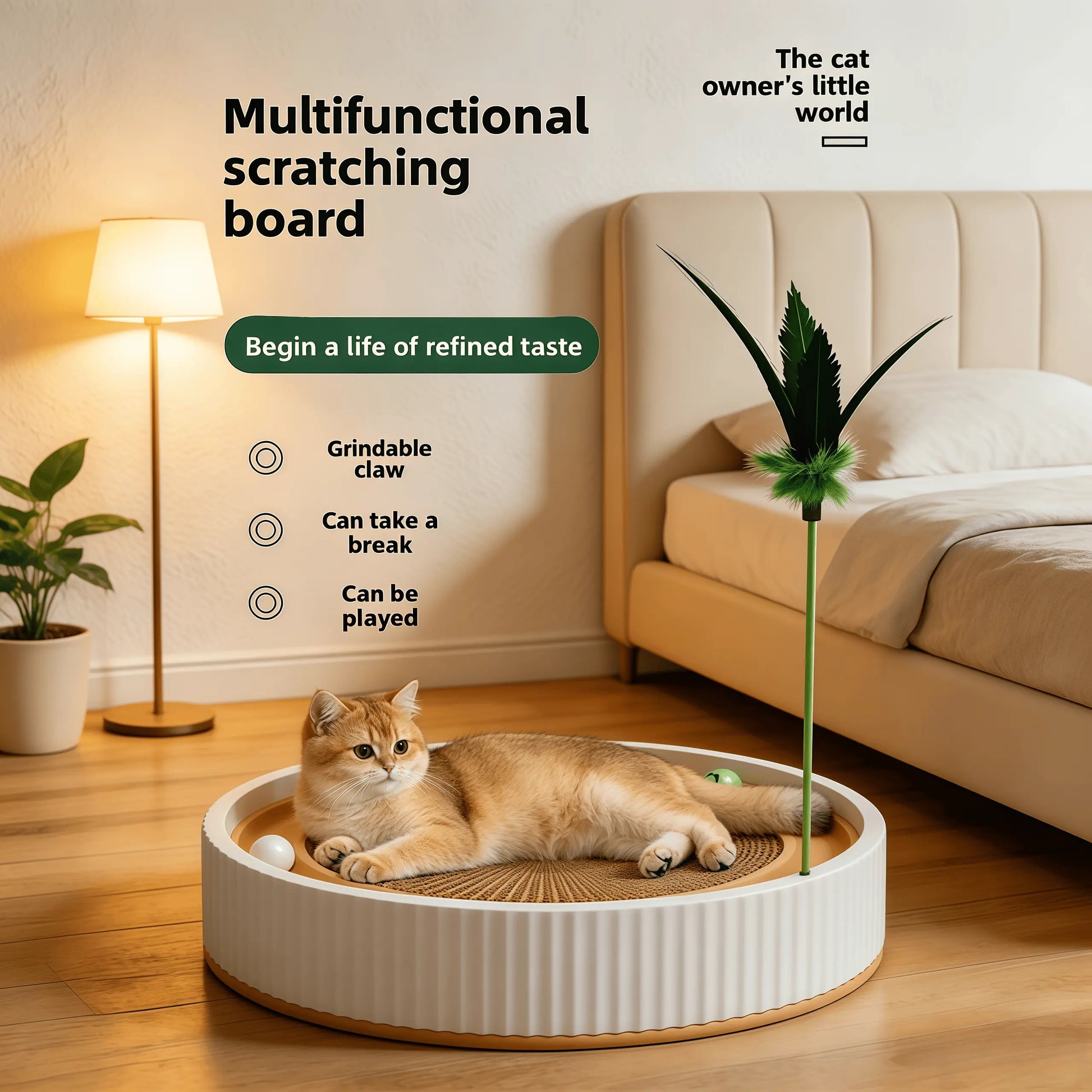 Corrugated Cardboard Cat Scratch Pad & Bed Combo - Corrugated Paper Scratching Pads with Replaceable Core, Non-Shedding, Claw Care Support, Pet Entertainment, Easy Daily Use