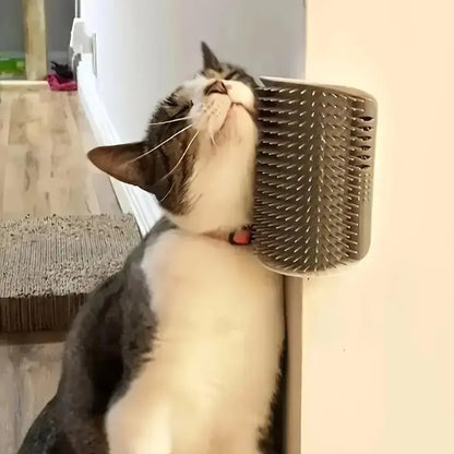 Cat Corner Brush, 1 Count Soft Massage Self Grooming Brush for Cats, Interactive Home Entertainment Tool for Cats and Dogs