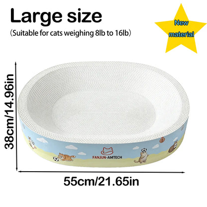 FANJUN-AMTECH 2-In-1 Cartoon Cat Scratcher Bed,Play & Rest Design, No Paper Scraps, Wear-Resistant, Anti-Overturning, High-Hardness Plant Fiber Corrugated Paper, Plastic-Free, Safe Eco-Friendly Cool Cat Supply,Summerwins Tiktokshopsummersale, Classic